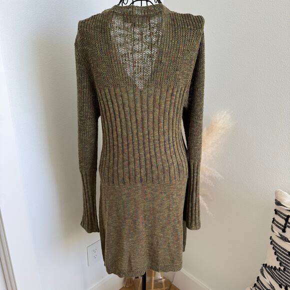 Revolve All The Ways Olivia Knit Cardigan Sweater Dress Olive Multi Medium - Picture 5 of 11